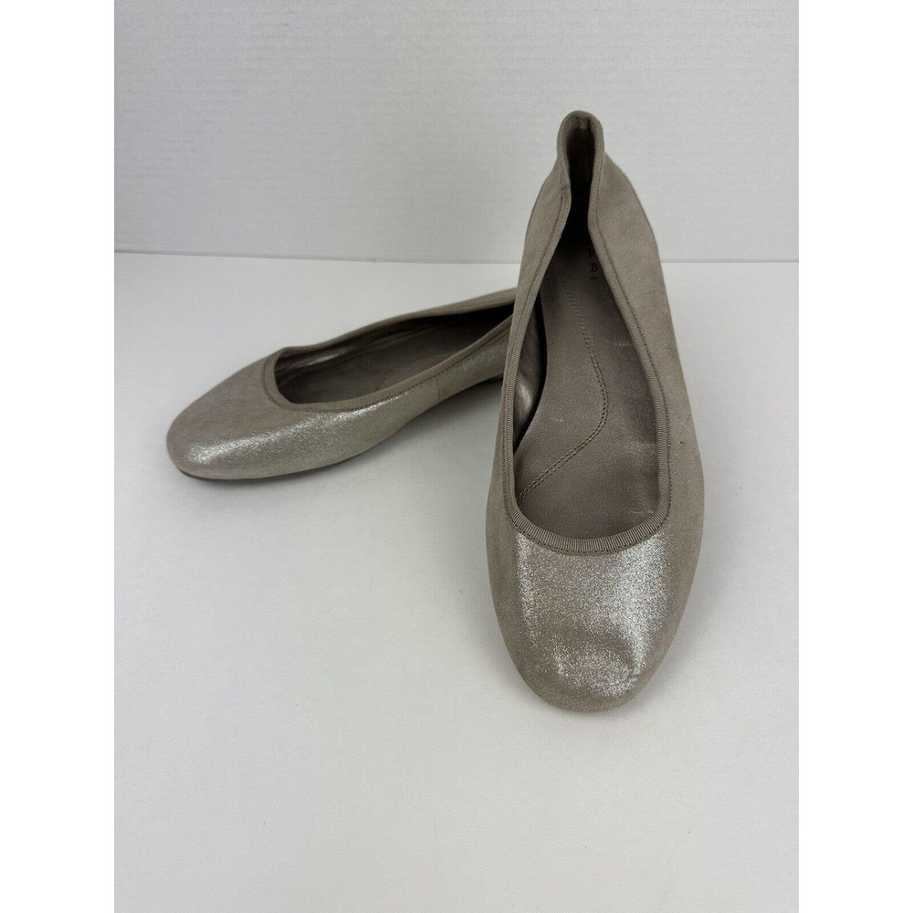 Tahari Auckland Silver Shimmery Leather Flats